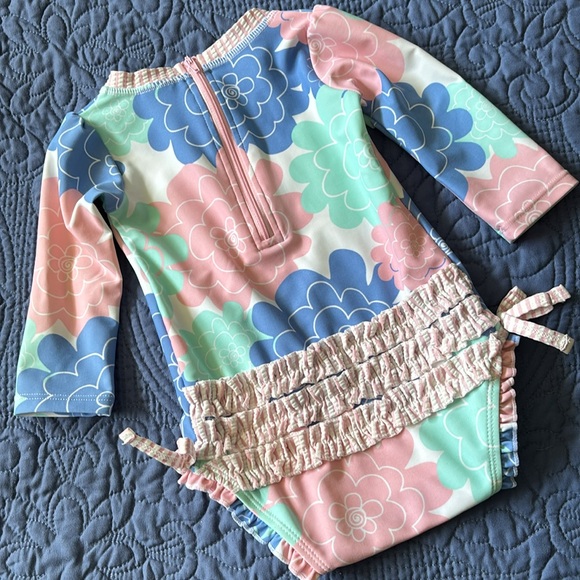 🌸RUFFLE BUTTS BABY GIRL ONE PIECE SWIMSUIT/RASH GUARD - Picture 3 of 8
